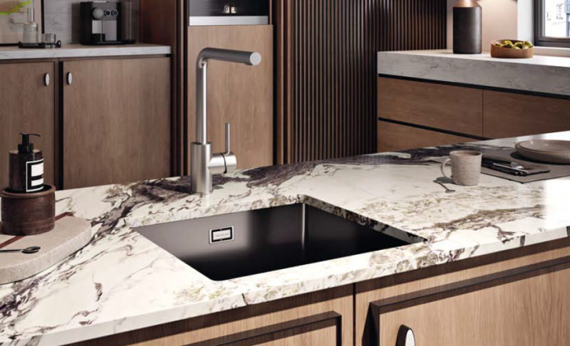 Ausmann Ceramic Ember Ceramiczna Mata Czarna Kwadratowa Zlew Nałożony i Podwieszany 40 x 40 cm z Złotą Wtyczką 1208971486