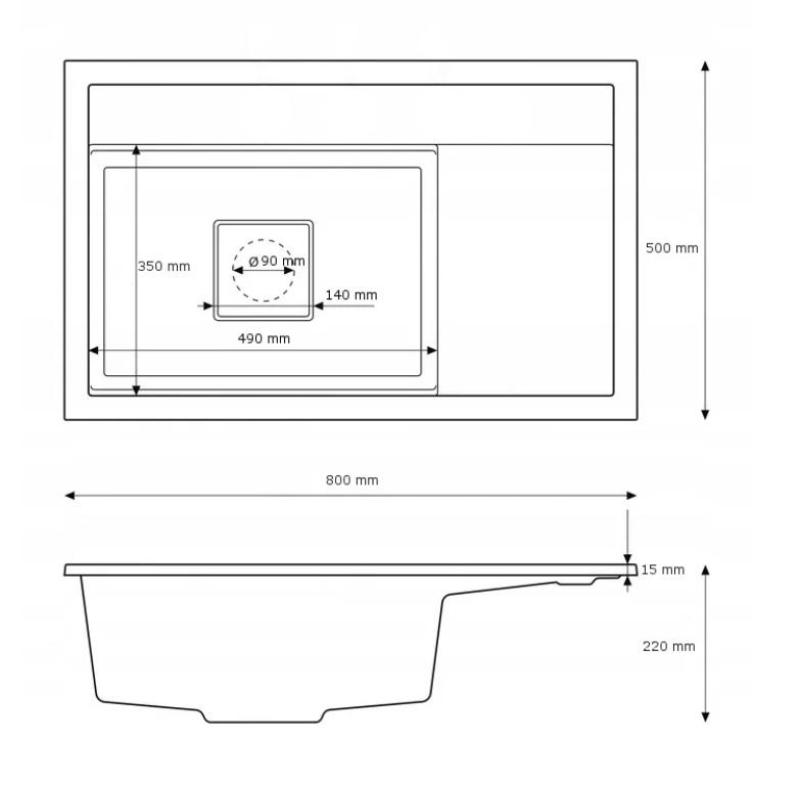 Graniteland Seta Granitowy Beżowy Zlew Na Blat 80x50 cm1208971620