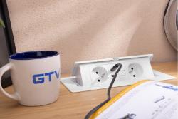 MULTISOFT Gniazdo Meblowe 2x Gniazdo z Uziemieniem, USB A+C, RJ45, Kabel Zasilający z Wtyczką, Białe