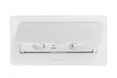 MULTISOFT Gniazdo Meblowe 2x Gniazdo z Uziemieniem, USB A+C, RJ45, Kabel Zasilający z Wtyczką, Białe
