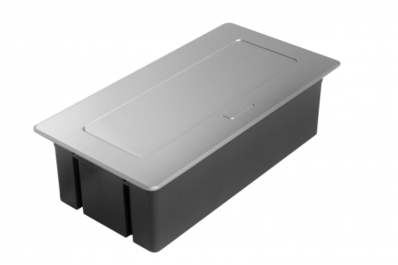 Gniazdo meblowe MULTISOFT 2x gniazdo z uziemieniem, USB A+C, RJ45, kabel zasilający z wtyczką, aluminium