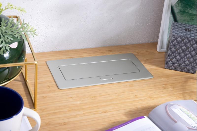 Gniazdo meblowe MULTISOFT 2x Gniazdo z uziemieniem, USB A+C, RJ45, HDMI, Kabel zasilający z wtyczką, Aluminium