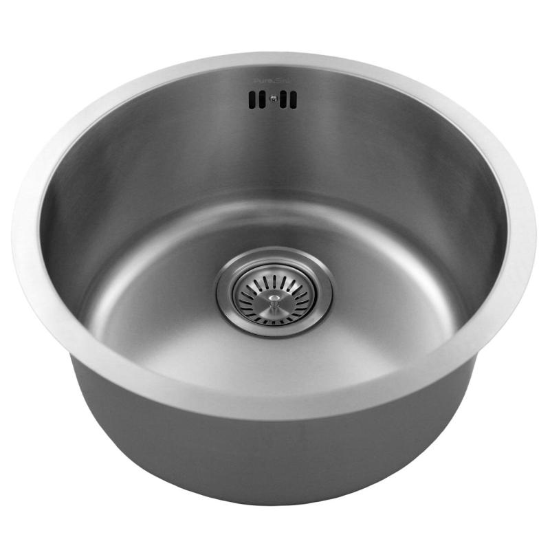 Pure.Sink Rondo RVS Okrągły Zlew montaż płaski, podtynkowy i nakładany 38 cm PRN38-02