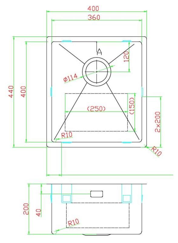Pure.Sink Luxion Zlewozmywak w kolorze brązu metalicznego, 36 x 40 cm, do montażu podblatowego, wpuszczanego i na blacie, PLX3640-61