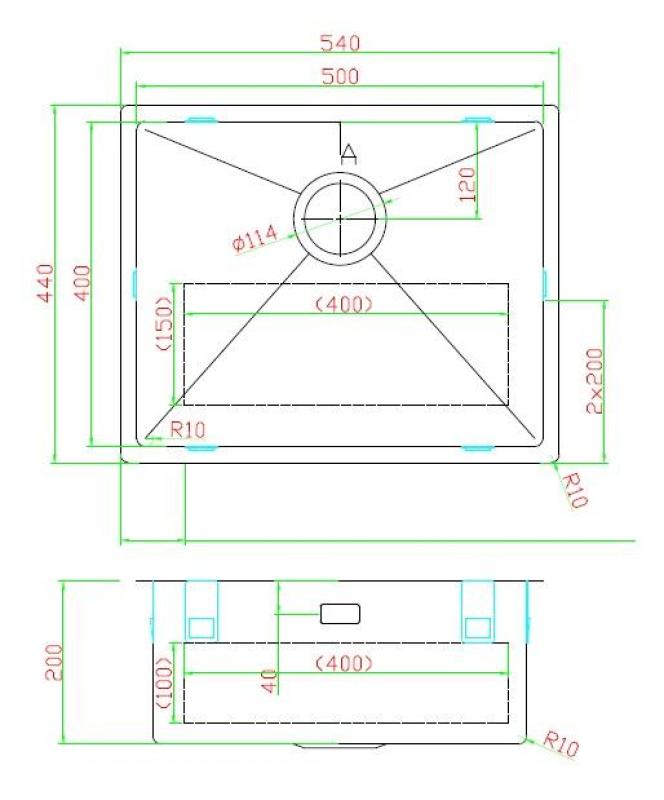 Pure.Sink Luxion Zlew ze stali nierdzewnej 50 x 40 cm do montażu podblatowego, wpuszczanego i natynkowego PLX5040-02