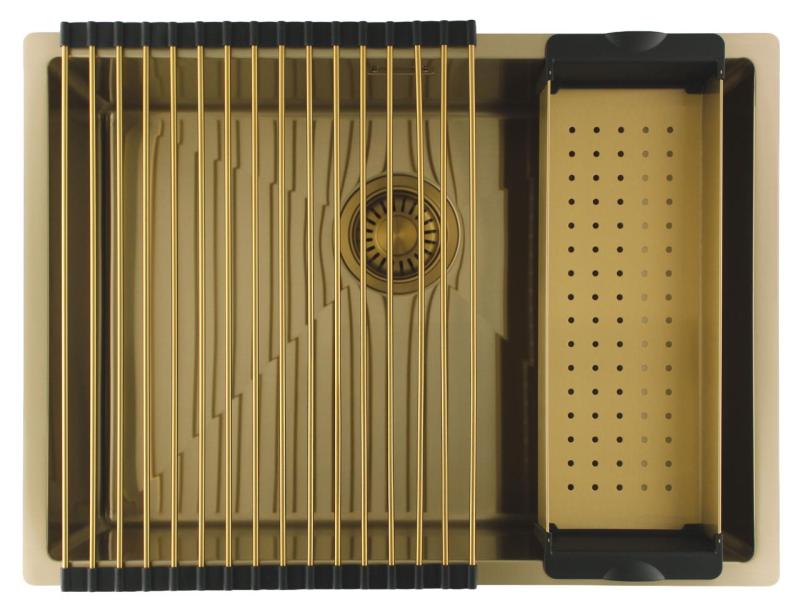 Pure.Sink Luxion Złoty zlew 55x40 cm podblatowy, wpuszczany i natynkowy PLX5540-60