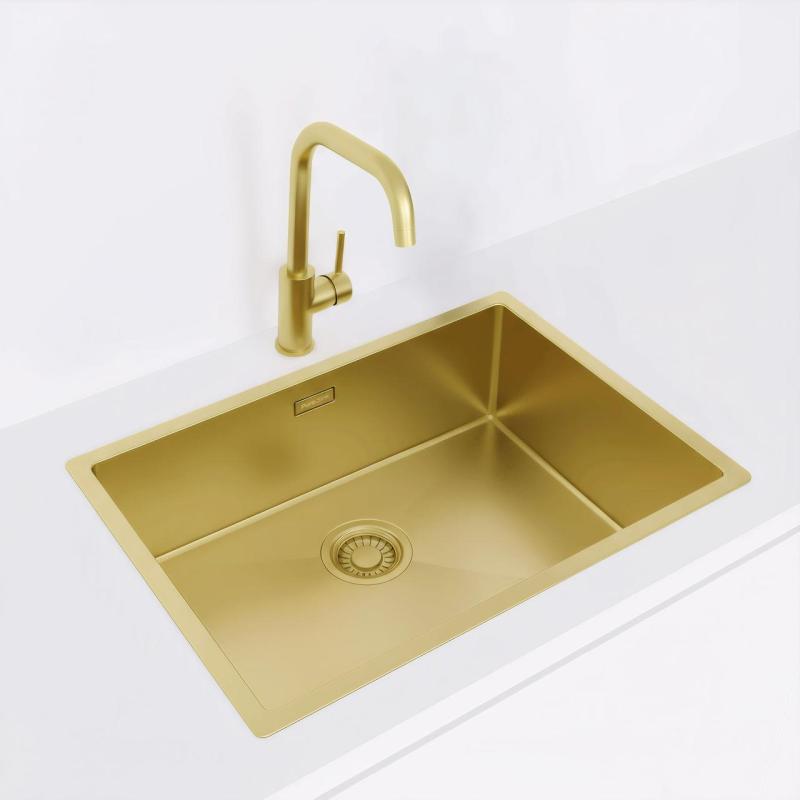 Pure.Sink Luxion Złoty zlew 55x40 cm podblatowy, wpuszczany i natynkowy PLX5540-60