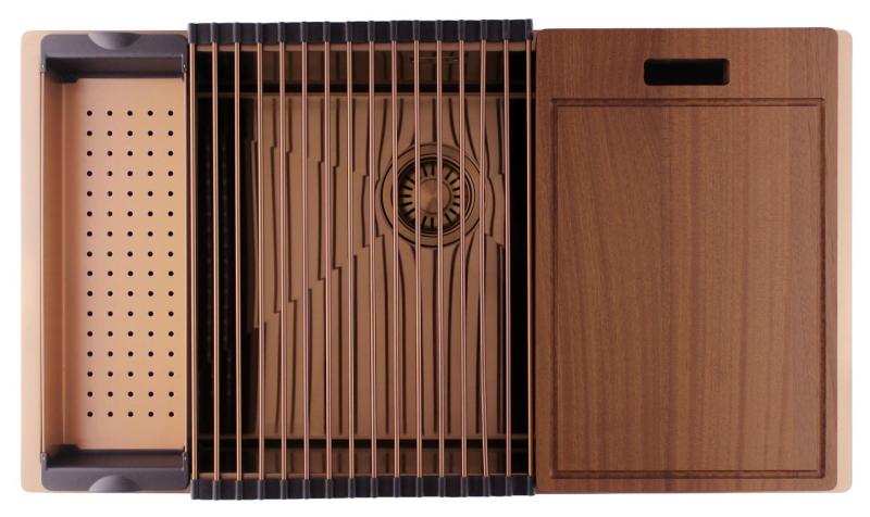 Pure.Sink Luxion Duży miedziany zlew 74x40 cm podblatowy, wpuszczany i natynkowy PLX7440-62