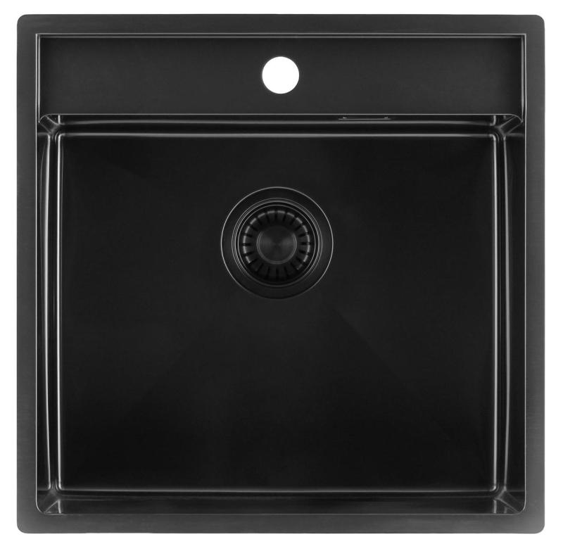 Pure.Sink Luxion PVD Czarna umywalka 51x50 cm Tapwing z otworem na baterię PLX5150T-63
