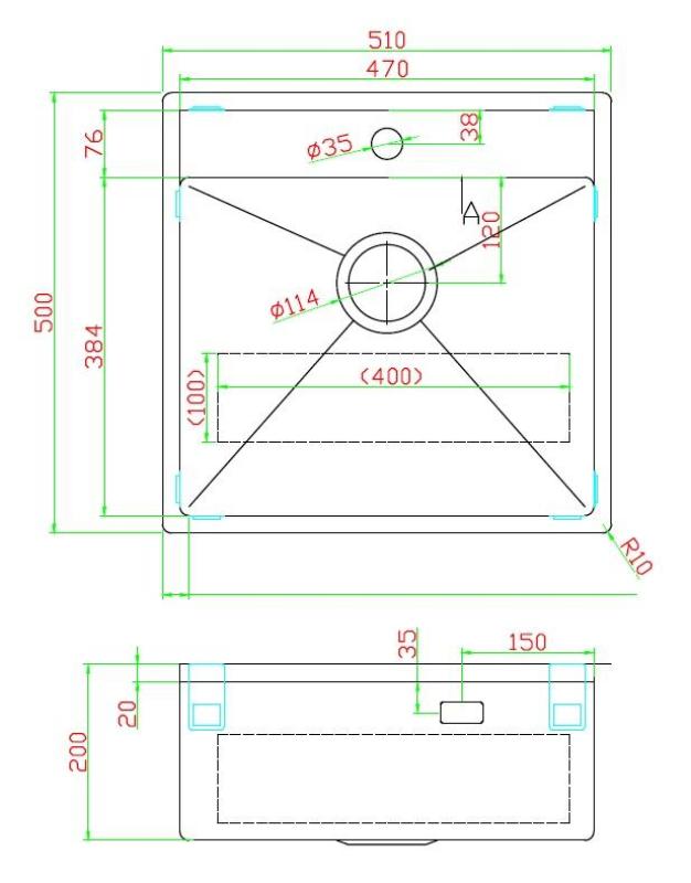 Pure.Sink Luxion Zlewozmywak z brązu 51 x 50 cm Tapwing z otworem na baterię PLX5150T-61