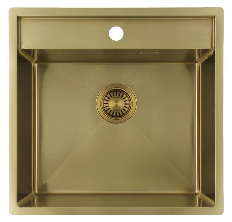 Pure.Sink Luxion Złoty zlew 51x50 cm Tapwing z otworem na baterię PLX5150T-60
