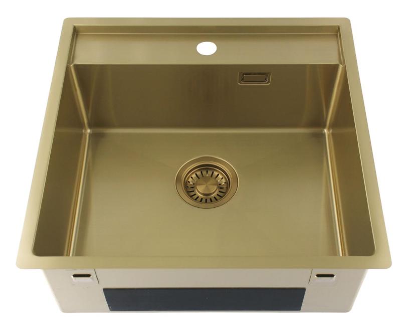Pure.Sink Luxion Złoty zlew 51x50 cm Tapwing z otworem na baterię PLX5150T-60