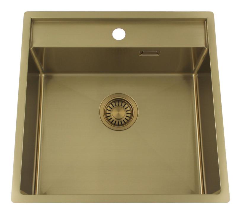 Pure.Sink Luxion Złoty zlew 51x50 cm Tapwing z otworem na baterię PLX5150T-60