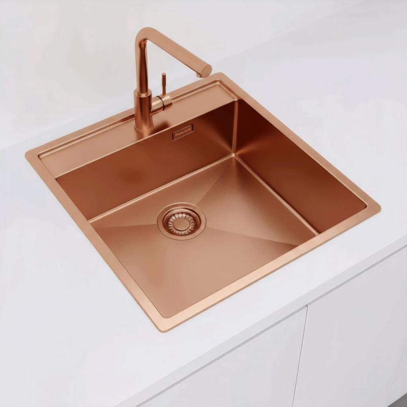 Pure.Sink Luxion Miedziana umywalka 51x50 cm Tapwing z otworem na baterię PLX5150T-62
