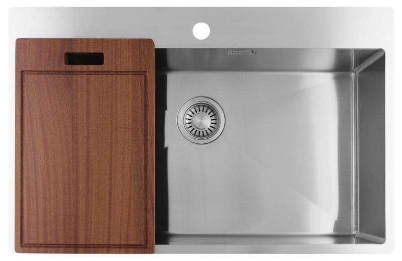 Pure.Sink Luxion Duży zlewozmywak ze stali nierdzewnej 78 x 50 cm Tapwing z otworem na baterię PLX7850T-02