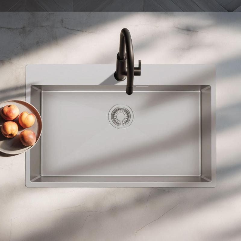 Pure.Sink Luxion Duży zlewozmywak ze stali nierdzewnej 78 x 50 cm Tapwing z otworem na baterię PLX7850T-02