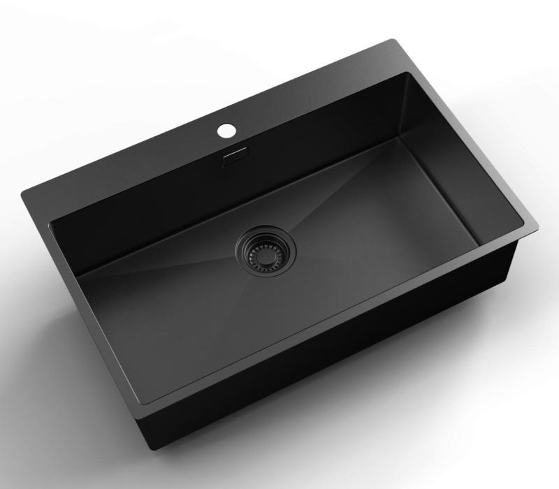 Pure.Sink Luxion PVD Duża czarna umywalka 78x50 cm Kran z otworem na baterię PLX7850T-63