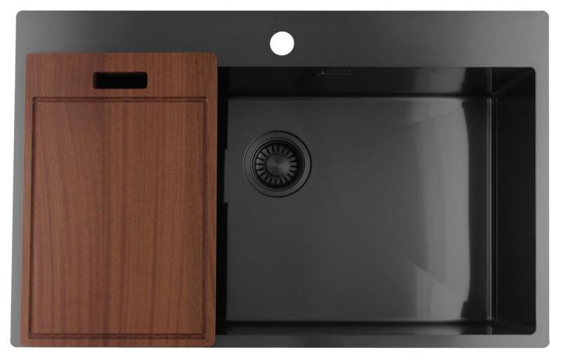 Pure.Sink Luxion Duża umywalka z metalu Gun 78x50 cm Tapwing z otworem na baterię PLX7850T-61