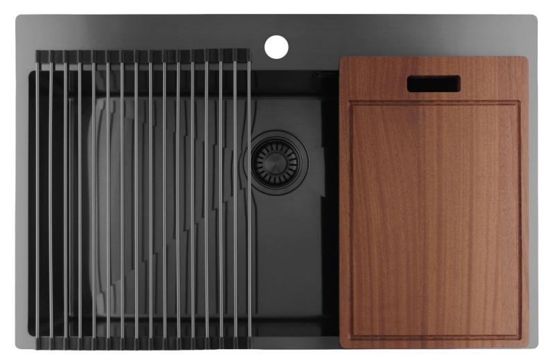 Pure.Sink Luxion Duża umywalka z metalu Gun 78x50 cm Tapwing z otworem na baterię PLX7850T-61