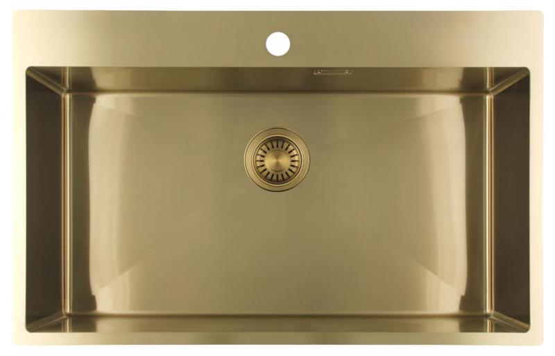 Pure.Sink Luxion Duża złota umywalka 78x50 cm Bateria z otworem na baterię PLX7850T-60