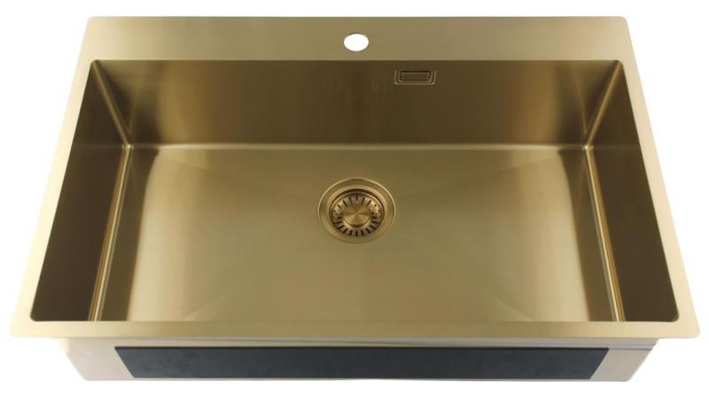 Pure.Sink Luxion Duża złota umywalka 78x50 cm Bateria z otworem na baterię PLX7850T-60