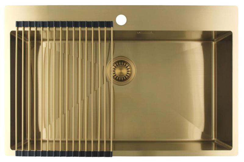 Pure.Sink Luxion Duża złota umywalka 78x50 cm Bateria z otworem na baterię PLX7850T-60