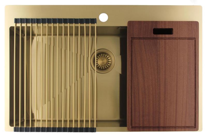 Pure.Sink Luxion Duża złota umywalka 78x50 cm Bateria z otworem na baterię PLX7850T-60