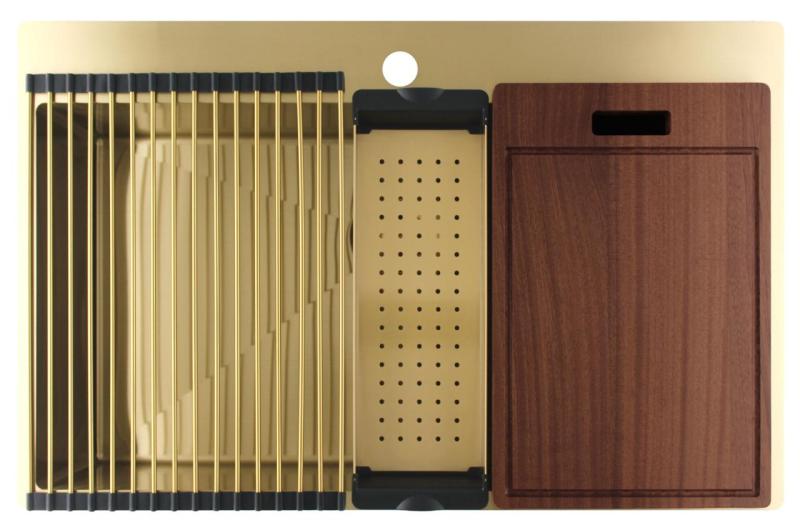 Pure.Sink Luxion Duża złota umywalka 78x50 cm Bateria z otworem na baterię PLX7850T-60