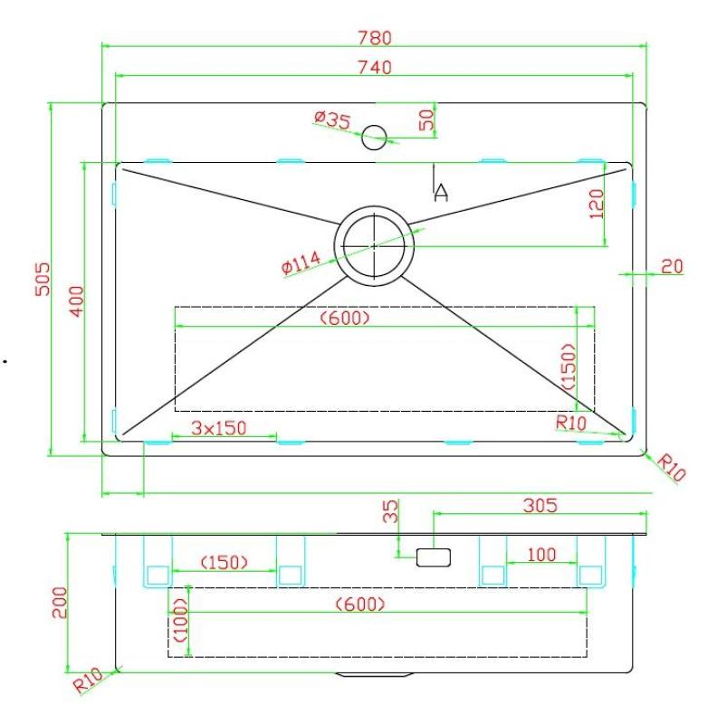 Pure.Sink Luxion Duża złota umywalka 78x50 cm Bateria z otworem na baterię PLX7850T-60