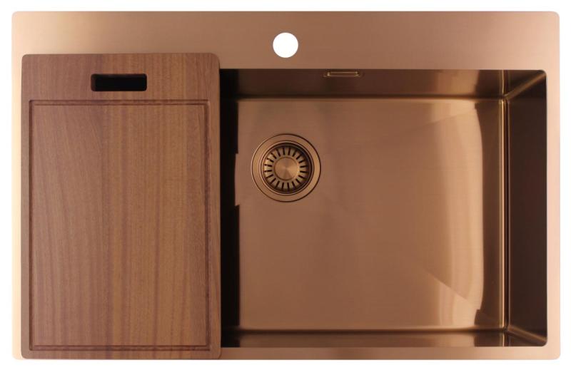 Pure.Sink Luxion Duży miedziany zlew 78x50 cm Kran z otworem na baterię PLX7850T-62