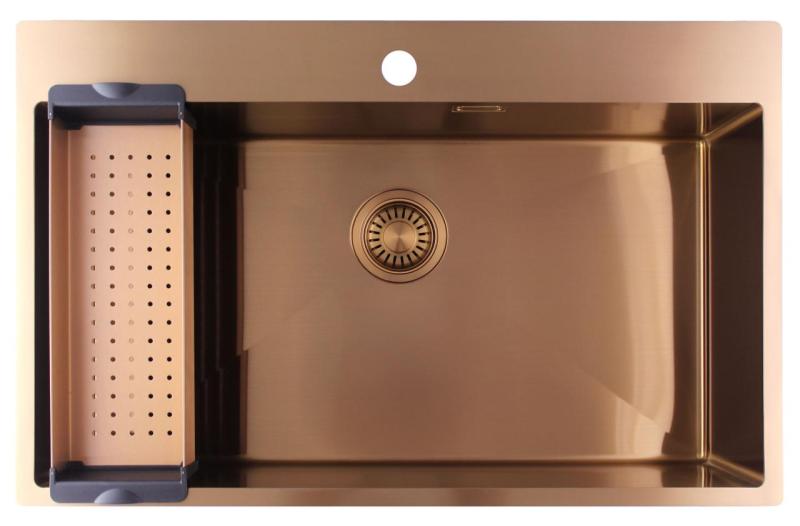 Pure.Sink Luxion Duży miedziany zlew 78x50 cm Kran z otworem na baterię PLX7850T-62