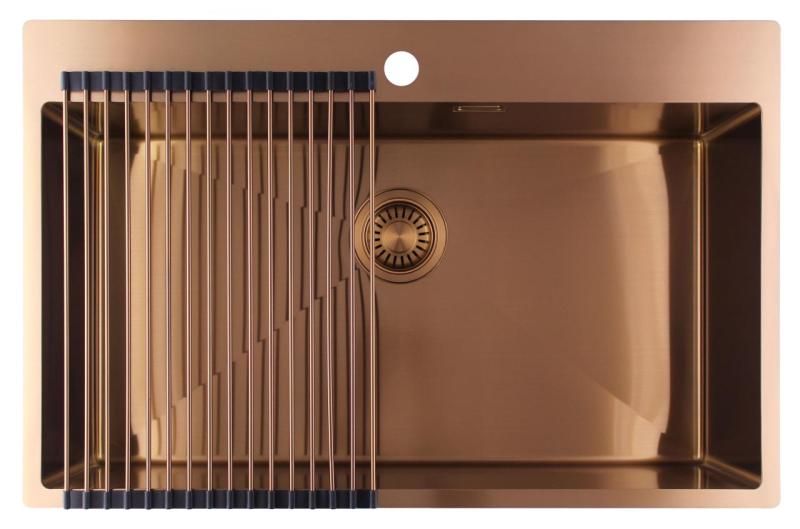 Pure.Sink Luxion Duży miedziany zlew 78x50 cm Kran z otworem na baterię PLX7850T-62