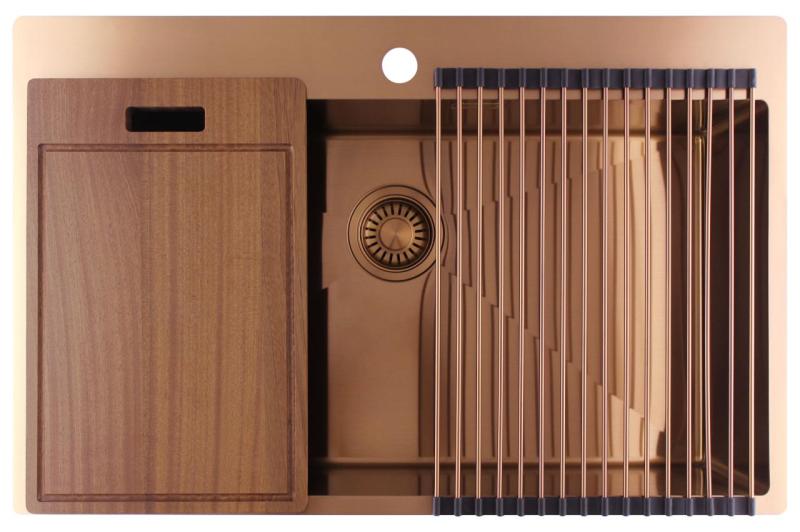 Pure.Sink Luxion Duży miedziany zlew 78x50 cm Kran z otworem na baterię PLX7850T-62