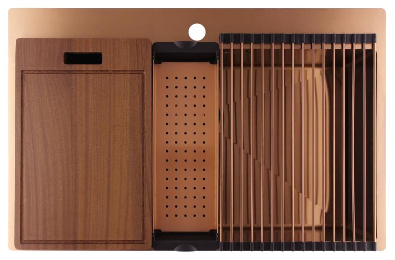 Pure.Sink Luxion Duży miedziany zlew 78x50 cm Kran z otworem na baterię PLX7850T-62