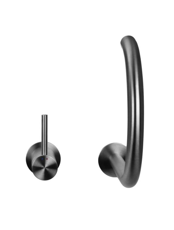 Pure.Sink Luxion 2-otworowa bateria kuchenna z litego stali nierdzewnej z okrągłą wylewką PLX2HR-02