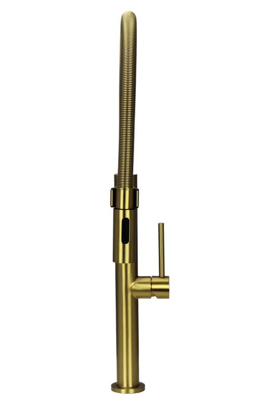 Pure.Sink Luxion Złota bateria kuchenna profi z elastycznym wylewką i 2 rodzajami strumienia PLXFLEX-60