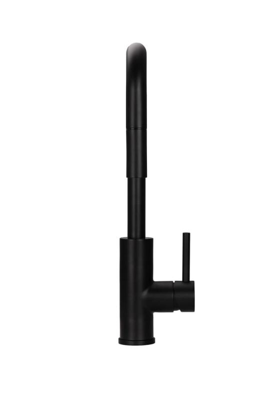 Pure.Sink Luxion Mat Czarna bateria kuchenna kwadratowa z wyciąganą wylewką PLXSQUA-10