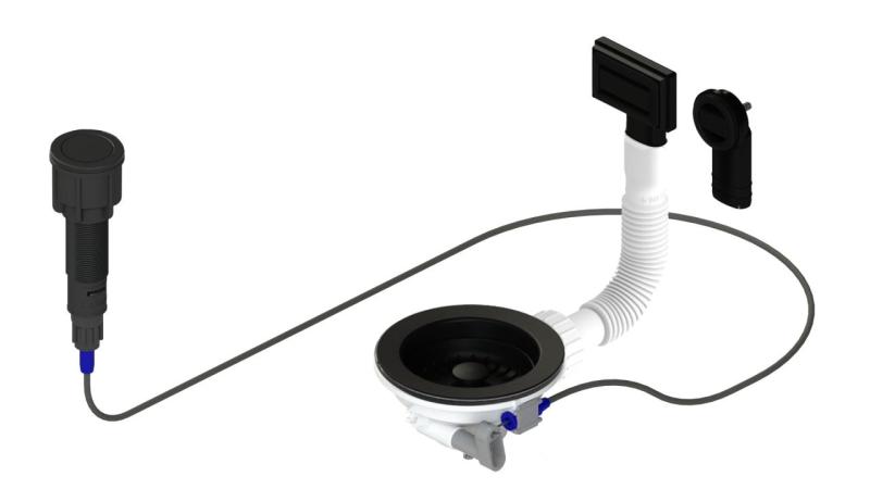 Zestaw odpływowy Granitemy Zwarte z przyciskiem-waste oraz korkiem, plus prostokątny i okrągły przelew 1208971746