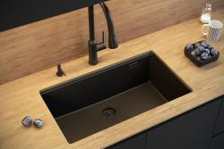 Quadri Newport II duża i głęboka zlew granitowa, montaż górny i dolny, beżowy kolor zlewu 76x45cm z złotą zatyczką 1208971759