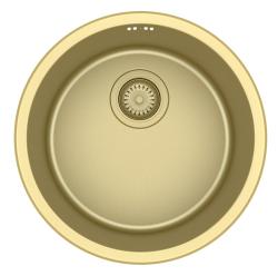 Pure.Sink Rondo Złoty Okrągły Zlew do montażu równego, podtynkowego i nadbudowy 38 cm PRN38-60