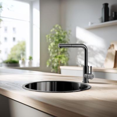 Pure.Sink Rondo Gun metal Okrągły zlew do montażu płaskiego, podtynkowego i nadblatowego 38 cm PRN38-61