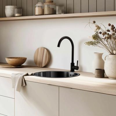Pure.Sink Rondo Gun metal Okrągły zlew do montażu płaskiego, podtynkowego i nadblatowego 38 cm PRN38-61