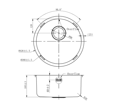 Pure.Sink Rondo Miedziany Okrągły Zlew do montażu równego, podtynkowego i nadblatowego 38 cm PRN38-62