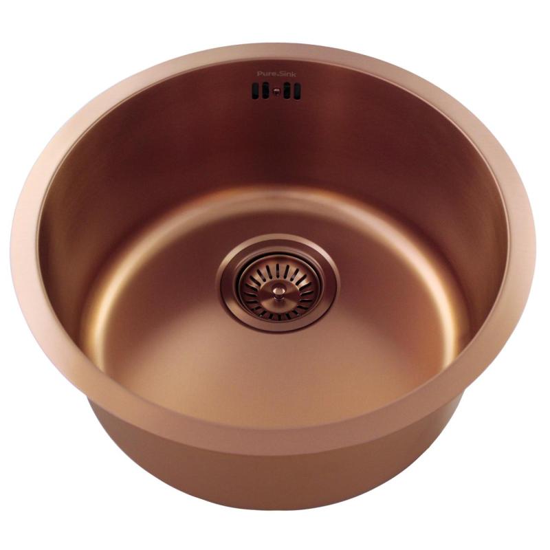 Pure.Sink Rondo Miedziany Okrągły Zlew do montażu równego, podtynkowego i nadblatowego 38 cm PRN38-62