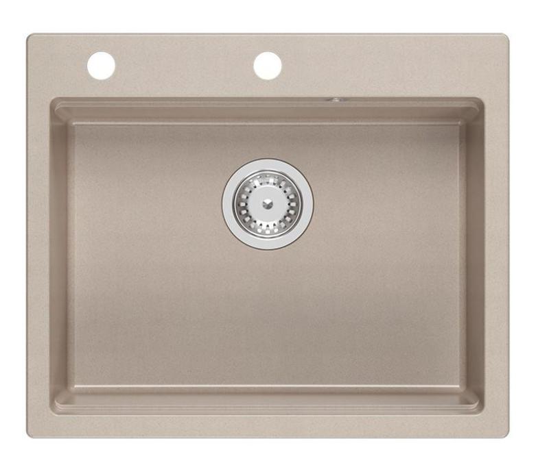 Quadri Durham Pearl Beige granitowy zlew montowany od góry 595x500 z dozownikiem do mydła, deską do krojenia, wkładem do zlewu i matą do rolowania 1208971814