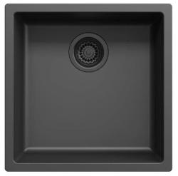 Ausmann Fibre czarny zlew 40x40cm do montażu podblatowego, nablatowego i płaskiego z automatyczną czarną zatyczką 1208971851