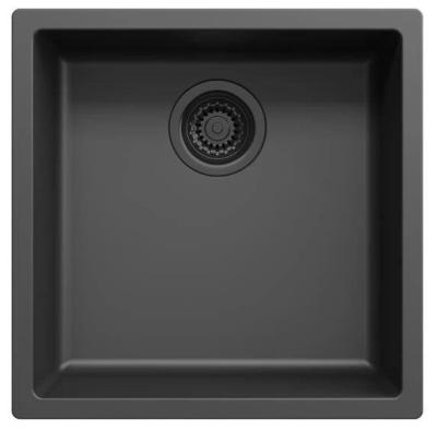 Ausmann Fibre czarny zlew 40x40cm do montażu podblatowego, nablatowego i płaskiego z automatyczną czarną zatyczką 1208971851