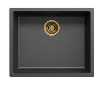 Ausmann Fibre czarny zlew 50x40cm podbudowa, nadbudowa i płaski montaż z automatyczną złotą wtyczką 1208971859