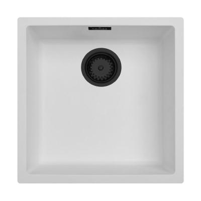 Ausmann Fibre biała zlewka 40x40cm podszafkowa, nadstawna i wpuszczana z automatyczną czarną wtyczką 1208971892
