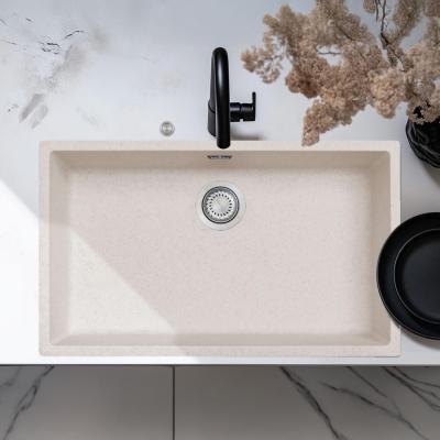 Ausmann Fibre piasek biały duża zlew 70x40cm podbudowa, nadbudowa i montaż płaski z automatyczną stalową wtyczką RVS 1208971935